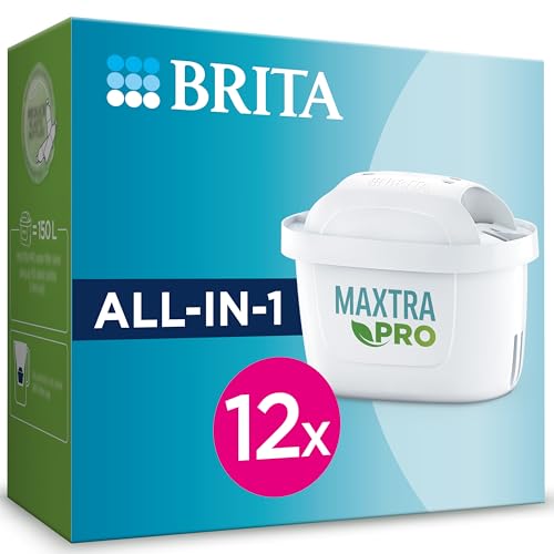 BRITA Filterkartuschen MAXTRA PRO All-in-1 – 12er Pack (Jahresvorrat); BRITA Ersatzkartusche für alle BRITA Kannen. Für frisches Wasser. Filtert Mikroverunreinigungen wie PFAS, Chlor, Kalk & Metalle