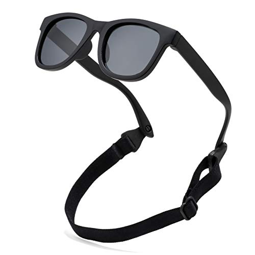 COASION Kinder Sonnenbrille Polarisierte Uv Schutz Gummi Sonnenbrille Baby Alter 1-3 (C2* Mattschwarz/Grau)