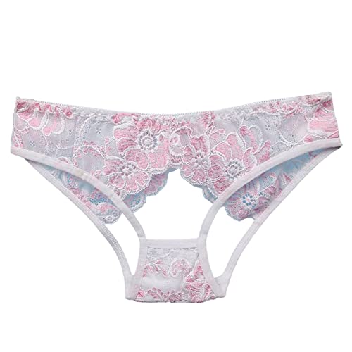 2025 Unterwäsche Damen Sommer dünne Spitze hohl sexy Bänder Unterwäsche Herren Slip Pack (White, L)