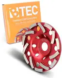 BTEC Twin Speed Extreme Diamant Schleiftopf für Beton, Naturstein, Fliesenkleber, Granit & Mauerwerk, Topfschleifer Ø125mm + Bohrung 22,23mm, Diamantscheibe 125mm doppelreihig mit Spezial-Anordnung