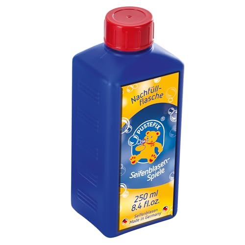 PUSTEFIX Nachfüllflasche Mini I 250 ml Seifenblasenflüssigkeit I Bubbles Made in Germany I Seifenblasen für Hochzeit, Kindergeburtstag, Polterabend I Seifenblasen für Kinder & Erwachsene