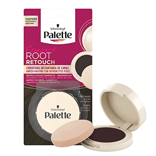 Schwarzkopf Palette Compact Root Retouch retuschiert kompakte Pulverwurzeln (1 Stück), temporäre Haare mit bis zu 30 Anwendungen, sofortige Wurzeln, Kastanienbraun