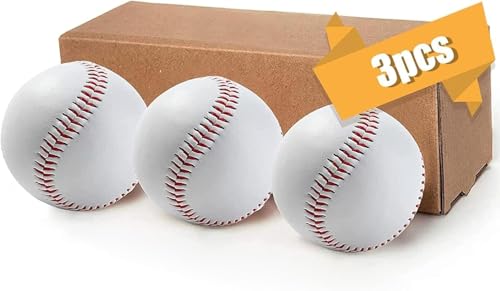 LeapBeast Professionelle Baseballs 9 Inch, Handgenäht Baseballs, Hart Holz/Weiche Gummikern Basebälle für Erwachsene, Jugendtraining, Professionelle Baseballspiele (3PCS, Harter Ball)