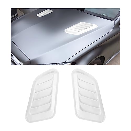 CGEAMDY Universal Auto ABS Dekorative Luftstrom Ansaugschaufel, Turbo Motorhaube Entlüftungsabdeckung Haube, Motorhaube Luftentlüftung Modifiziertes Zubehör (Weiß)