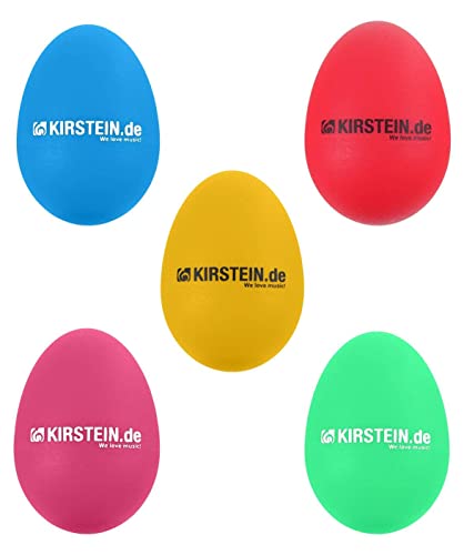 Kirstein ES-10 Egg Shaker 5er Set gemischt (Kompakte Egg Shaker im praktischen 5er Set in 5 Farben mit unterschiedlichem Gewicht)