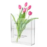 PBUSPU Durchsichtige Buch Vase, Book Vase for Flowers, Buchförmige Vase Aus Acryl für Schlafzimmer Tischdeko Wohnzimmer Büro Leseecke, Bücherregal & Flowers