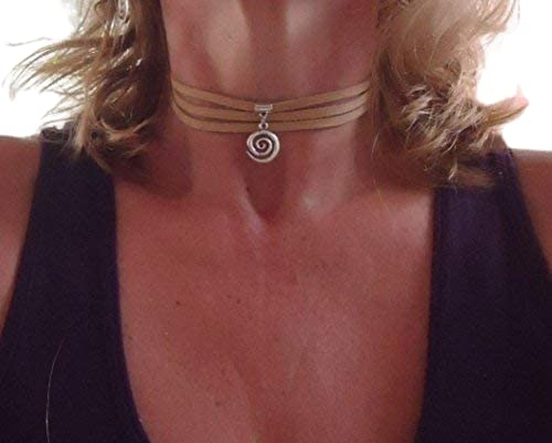 ★ BOHO VELOUR SPIRAL CHOKER ★ beiges Wickel Kette