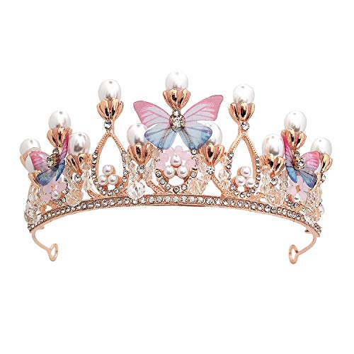 BigTree Tiara für Mädchen, Kristall-Tiara, Perle, Prinzessin, Kostüm, Krone, Stirnband, Blume, Wettbewerb, Braut, Hochzeit, Haarschmuck, Cosplay, Geburtstag, Feier, Urlaub, Party, Geschenk