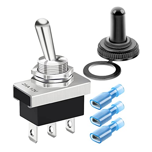 Gebildet Metall EIN/AUS/EIN Kippschalter 25A 12VDC/15A 24VDC/10A 250VAC/ 15A 125VAC SPDT 3Pin 3Position Wippschalter mit Wasserdichter Abdeckkappe für Auto Auto KN3D-103