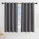 KGORGE Verdunklungsvorhänge Kurz Fenster Vorhänge Grau Blickdicht 145 x 140 cm(HxB) Thermovorhang mit Ösen Gardinen Blickdicht 2er Set Blackout Curtains for Bedroom