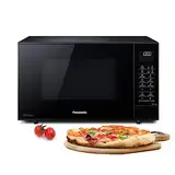 Panasonic NN-CT56JBGPG, schlanker Kombi-Mikrowellenherd mit Glasdrehteller, 27 l, 1000 W, 100–220 °C, Quarzgrill, Inverter-Technologie, 29 automatische Programme, Turbo-Abtauung, Timer, Schwarz