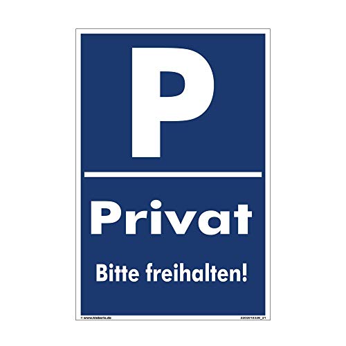 kleberio® Privatparkplatz Schild Kunststoff - Privat Bitte freihalten - 20 x 30 cm Parken verboten Schild Privatgrundstück Einfahrt freihalten Schilder Ausfahrt freihalten Privat Parkplatzschilder