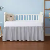 Hellgrauer Bettrock für Kinderbett - perfekt für Kinderzimmer für Jungen und Mädchen mit einer Länge von 35,6 cm und Größe 71,1 x 132,2 cm