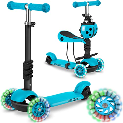 Ricokids 3-in-1-Laufroller für Kinder – Roller DREI Rollen - Kinderroller 3 Räder – Kinderroller ab 3 Jahre – Kleinkindroller – 27,5 x 55,5 x 78,5 cm - Farbe: Blau