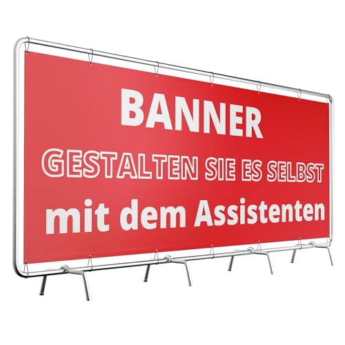 PRINT.GG Personalisierter Werbebanner - Gestalten Sie Ihr eigenes Banner mit Text, Grafik und Farben - Hochwertiger und wetterfester Druck - Ideal für Werbung, Veranstaltungen, Hochzeiten und mehr