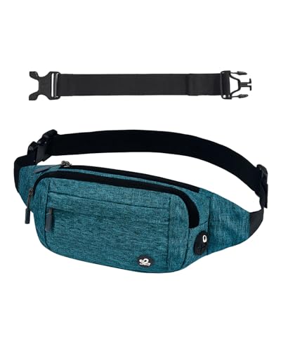 WATERFLY Bauchtasche Hüfttasche Herren Damen: Klein Gürteltasche Sport Bum Hip Bag Männer Frauen Waist Fanny Pack mit Verlängerungsgurt für Reise Wandern Hundetraining Outdoor Türkisblau