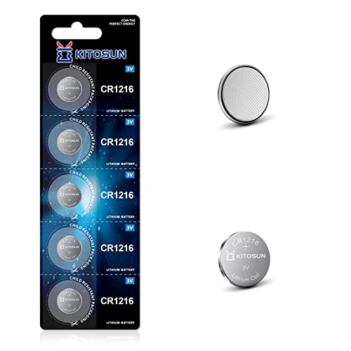 Kitosun CR1216 3V Lithium Knopfzellen Hur Batterien – CR 1216 Lithium Zelle Knopf Batterie Akku Ersatz für für Timex Uhr Indiglo Handgelenk Thermometer Taschenrechner LED-Kragen (5 Stück)