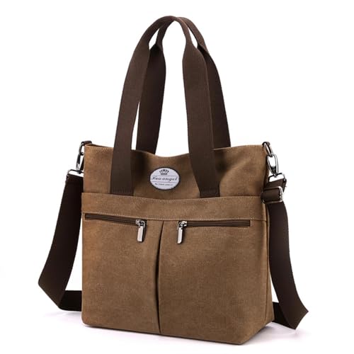 HUA ANGEL Vintage Canvas Damen Handtasche Schultertasche Crossbody Mittelgroß Vintage UmhäNgetasche Mit Vielen FäChern FüR Die Arbeiten Sportlich Shopping