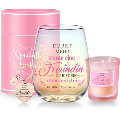 Geschenke für Freundin Frauen Weingläser Geburtstagsgeschenk für Frauen Personalisierte Geschenke für Beste Freundin Dankeschön Geschenke Freundschaftsgeschenke Weihnachten 480ml