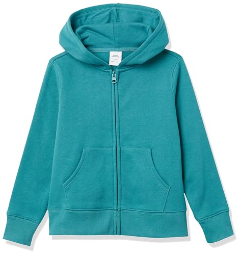 Amazon Essentials Mädchen Fleece-Kapuzenpullover mit Reißverschluss, Grünblau, 9 Jahre