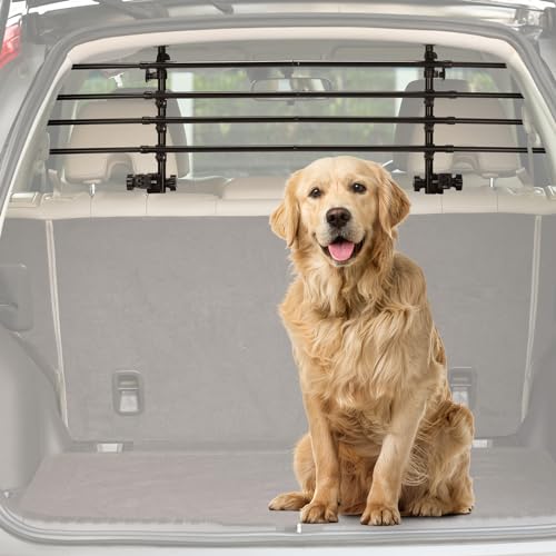 JOYTUTUS Schutzgitter Auto Hundegitter aus Aluminium Hundeschutzgitter Trenngitter Gepäckgitter Universal für Kofferraum 32-53CM * 85-145CM