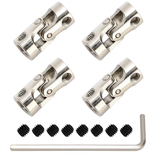 QWORK® 4er Pack 6mm bis 6mm Metallwellenkupplung Motoranschluss Universalgelenk,Universal Joint Wellenkupplung