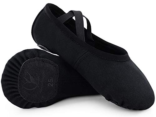 Ballettschuhe mädchen Ballettschläppchen Tanzschuhe Damen Stretch-Leinwand für Kinder Erwachsene Gr. 23-45 (schwarz, Jugendliche, 38, Numerisch, EU Schuhgrößensystem, M) …
