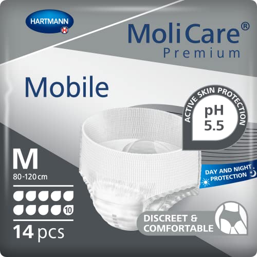 MoliCare Premium Mobile Einweghose: Diskrete Anwendung bei Inkontinenz für Frauen und Männer; 10 Tropfen, Gr. M (80-120 cm Hüftumfang), 14 Stück