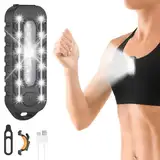 Adiwo LED Clip Lampe, 5 Lichtmodi Lauflicht Klein Stirnlampe Einstellbare Stirnlampe USB Lampe IPX4 Wasserdicht Wiederaufladbar Blinklicht mit Rotlicht Leuchteffekte für Joggen Campen