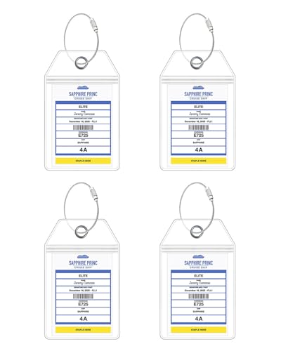 ZAMXHUG Kreuzfahrt Gepäckanhänger - 4pcs kofferanhänger Transparente Kofferanhänger Kofferschilder Anhänger Gepack Schild mit 4Verschraubbaren Metallband Wasserfest für Koffer Gepack Tasche,16.5*10cm