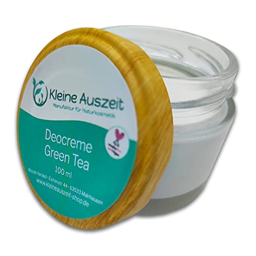 Kleine Auszeit Manufaktur, Deocreme Green Tea, hochwirksam ohne Aluminiumsalze oder Alkohol, vegan, palmölfrei und plastikfrei, 100 ml