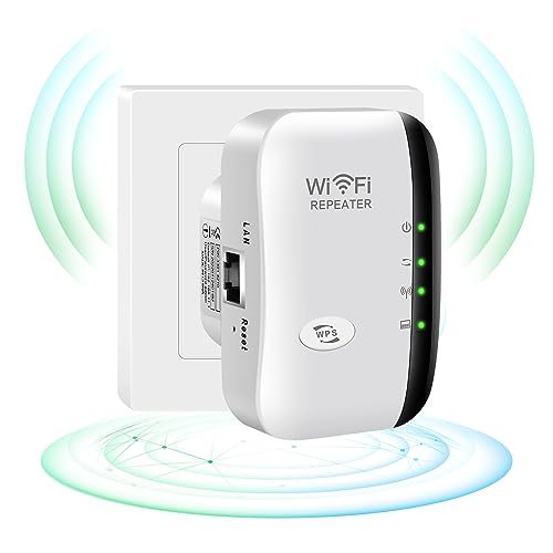 WLAN Verstärker, WLAN Repeater 300 Mbit/s 2.4 GHz, WiFi Extender Booster, WiFi Verstärker mit Repeater/AP Modus und WPS-Funktion,Internet Verstärker bis zu 3650 sq.ft und 35+ Geräten (Weiss)