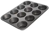 wenco Muffinform 12er antihaft Backblech, Spülmaschinengeeignet, Karbonstahl – Muffinblech für 12 Muffin – Hitzebeständig bis 220°C, schwarz