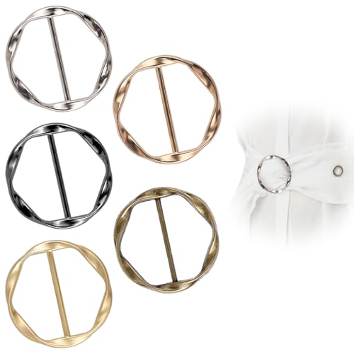 5 Stück T Shirt Clip Schnalle, Broschen für Kleidung Schal Ring Clip Damen Metall Runder Schnalle Gürtelschnalle Modische Metall Hemd Taillenkorsett Clips für Lose T Shirt Kleidung Schal Schnalle