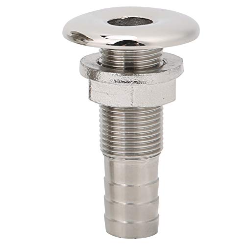 Tissting Borddurchlass Verschraubung mit Mutter, 3/8 Zoll 58mm 316 Edelstahl Entlüftung Anschluss Universelle Borddurchbruch Ablaufanschluss für Boote, Yachten, Marine
