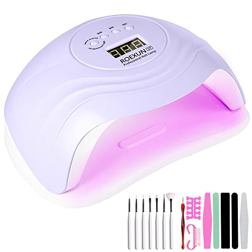 ROEXUN UV LED Lampe für Nägel,168W Nageltrockner für Gel Nagellack,Tragbarer USB-Ladefunktion,Auto-Sensor Aushärtelampe mit 4 Timer Einstellungen,Nagelwerkzeuge für Fingernagel und Zehennagel