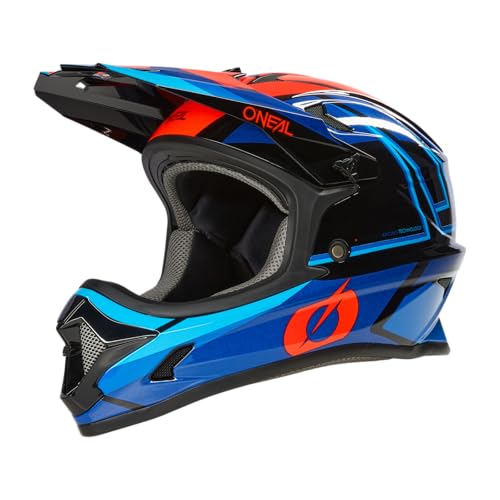 O'NEAL | Mountainbike-Helm Fullface | MTB DH Downhill FR Freeride | ABS-Schale, Magnetverschluss, übertrifft Robustes ABS | SONUS Helmet Split V.23 | Erwachsene | Blau Rot | Größe S