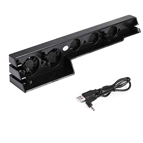 Zerone Ersatz externer Lüfter, USB 5 Lüfter Super Turbo Temperaturregler Lüfter Spielkonsole Lüfter für Playstation PS4 Pro mit USB Kabel Schwarz