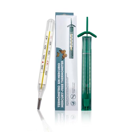 Behler Instruments - Fieberthermometer Analog - Sicher und Präzise, quecksilberfreies - Thermometer - Für Kinder und Erwachsene - Mit Vergrößerungsglas und Schüttelhülle - Für Haus- und Klinikgebrauch