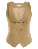 Belle Poque Damen Weste Ärmellos V-Ausschnitt Formal Business Anzug Weste Hell Khaki S