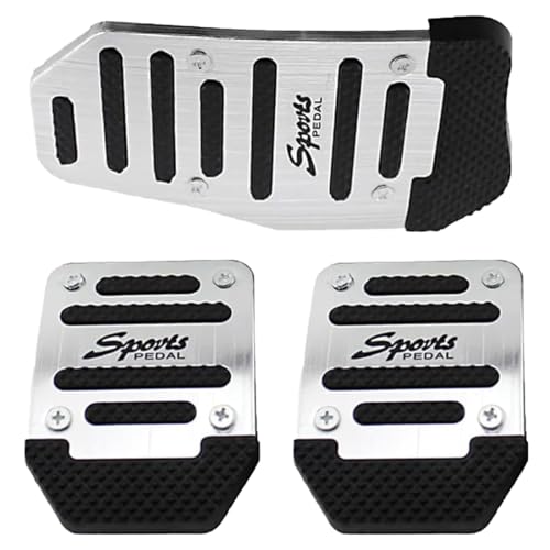 EIHI Auto-Anti-Rutsch-Fußpedal, Auto-Pedale-Abdeckung Kraftstoff-Beschleuniger-Bremspedal-Pads-Kit, Auto-Beschleuniger Gas Bremspedal Kupplungspedal, Silber, 3 Stück