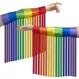 Ovasorve Rainbow Pride Armstulpen mit Fransen für Damen und Herren, LGBTQ+ Parade-Zubehör, Rave-Festival, Tanzkleidung, bunt gestreift, Partyausrüstung für Feiern und Veranstaltungen