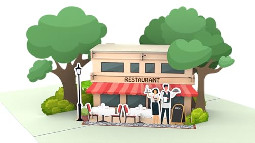LIMAH® Pop-Up Karte Restaurant - Restaurantgutschein, Essensgutschein, 3D Gutschein zum Essen gehen - Romatische Geschenkidee für Mann und Frau zum Geburtstag, Jahrestag oder Hochzeitstag
