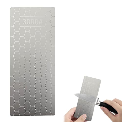 Diamant Schleifstein, Wetzstein, Abziehsteine, Messerschärfer, Messerschleifer, 3000 Körnung mit Rutschfestem Pad, Wabenoberfläche für Metallklinge Schärfen Polieren