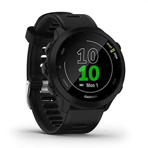 Garmin Forerunner 55 – GPS-Laufuhr mit 1,04“ Always-On-Farbdisplay, täglichen Trainingsempfehlungen, Laufzeitprognose, Sport-Apps, Schwarz und bis zu 14 Tagen Akkulaufzeit.