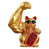 MagiDeal Maneki Neko Figur, Winkekatze Gold Glücks Katze Lucky Cat Glücksbringer China Asiatische Deko Moderne Ornament für Zuhause Büro Auto Hotel Laden - Richtiger Raub