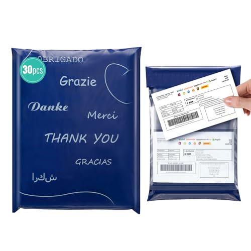 Wemk Versandtaschen, 30 Stück Versandtüten für Vinted, 30x45cm, Wasserdicht, Undurchsichtig, Abrasionsbeständig, Posttaschen, Logistik Verpackungen, Blau