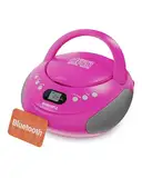 OAKCASTLE CD250 Tragbar Bluetooth Boombox | Einfache Kontrollen CD Player fur Kinder | Tragbare CD Spieler mit FM Radio, 30 Radiovoreinstellungen, LED-Anzeige & Kopfhörerbuchse (Rosa)