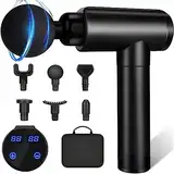 Massagepistole Massagegerät für Nacken Schulter Rücken, Massage Gun für Sportler, Muskel Massage Pistole mit 6 massagepistole und 30 Geschwindigkeiten LED Anzeige Touchscreen, Black