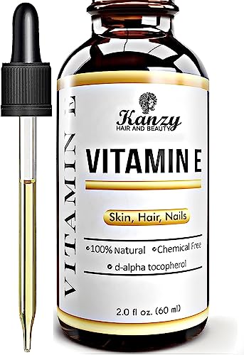 Kanzy Vitamin E Öl Bio Tropfen für Kosmetik 60ml 100% Natürliches d-Alpha-tocopherol, Anti-Falten, Anti Aging, Reines Vitamin E Öl Gegen Falten aller Art, Gesicht, Nagel und Haare